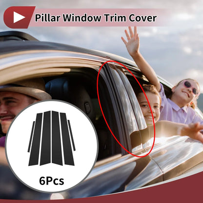 6 Pcs Car Door Pillar Window Trim for Honda Civic (2006-2011) Black