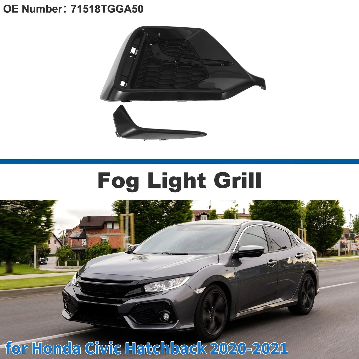 Rear Left Fog Light Grill for Honda Civic Hatchback (2020-2021)
