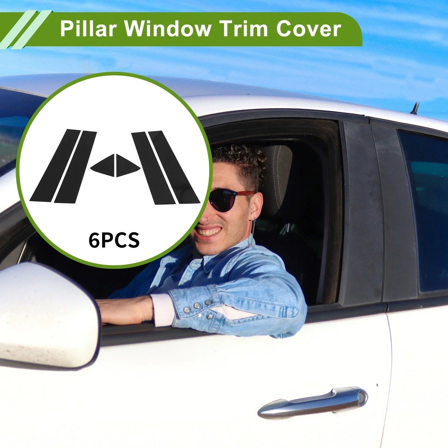 6 x Pillar Window Trim for Dodge Charger (2006-2010) Black