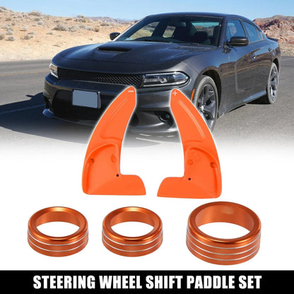 Orange Paddle Shifter AC Volume Knob Cover Ring Trim for Dodge Charger (2011-2023)