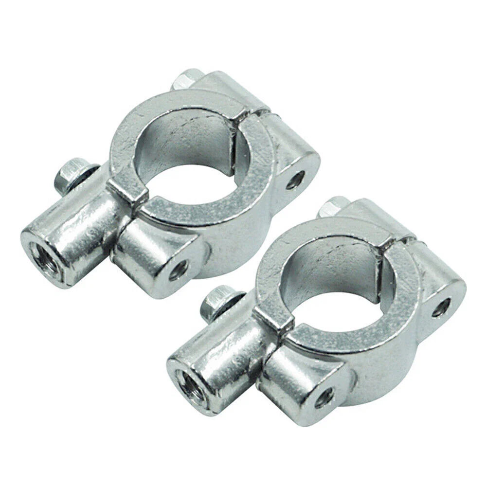 25MM M10 Motorcycle Silver Handlebar Mirror Mount Holder Clamp