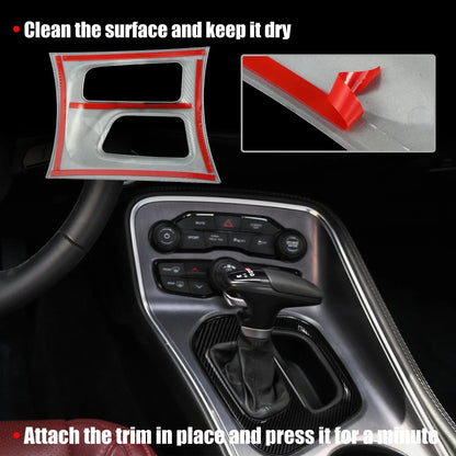 Carbon Fiber Black Central Control Gear Shift Panel Trim for Dodge