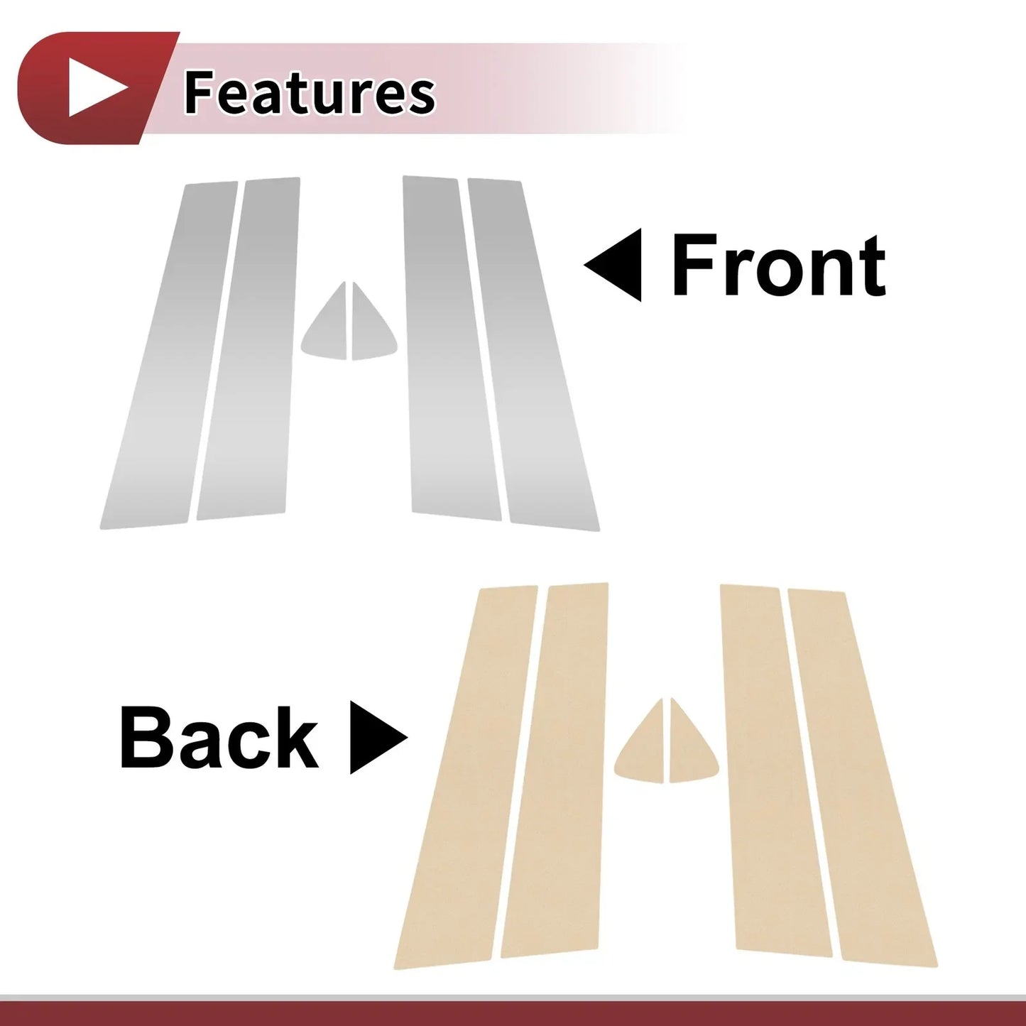 6 x Car Door Pillar Window Trim for Dodge Durango (2011-2020) Chrome Silver Tone