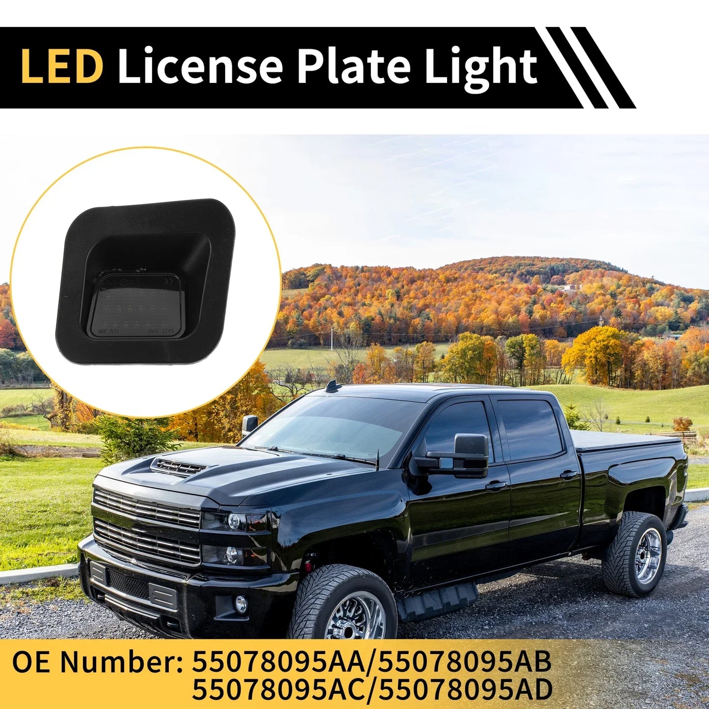 2 x License Plate Lights White for Dodge Ram 1500 2500 3500 (2010-2023)