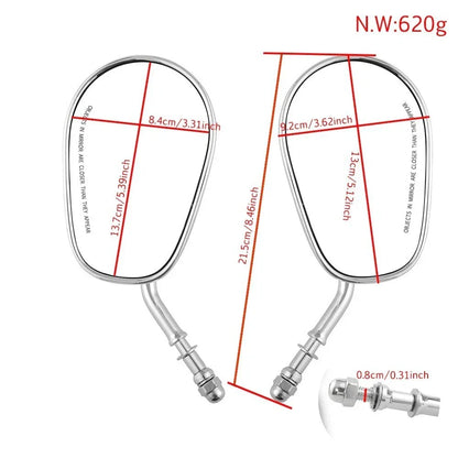 Black Motorcycle Oval Rear View Side Mirrors for HARLEY DAVIDSON