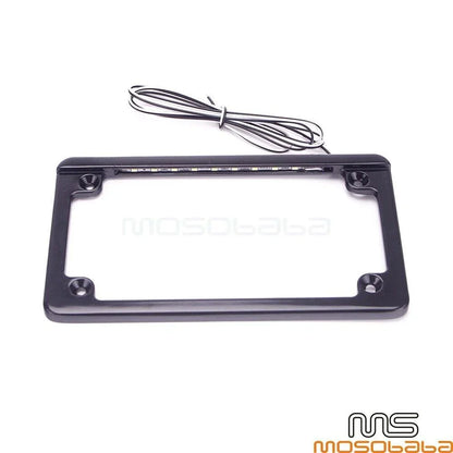 Black Motorcycle License Plate Frame Holder with LED Lights for Motorcycles