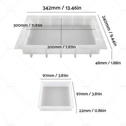 Silicone Epoxy Resin Casting Tray Mold 13.5" Deep + 4 Coaster Molds