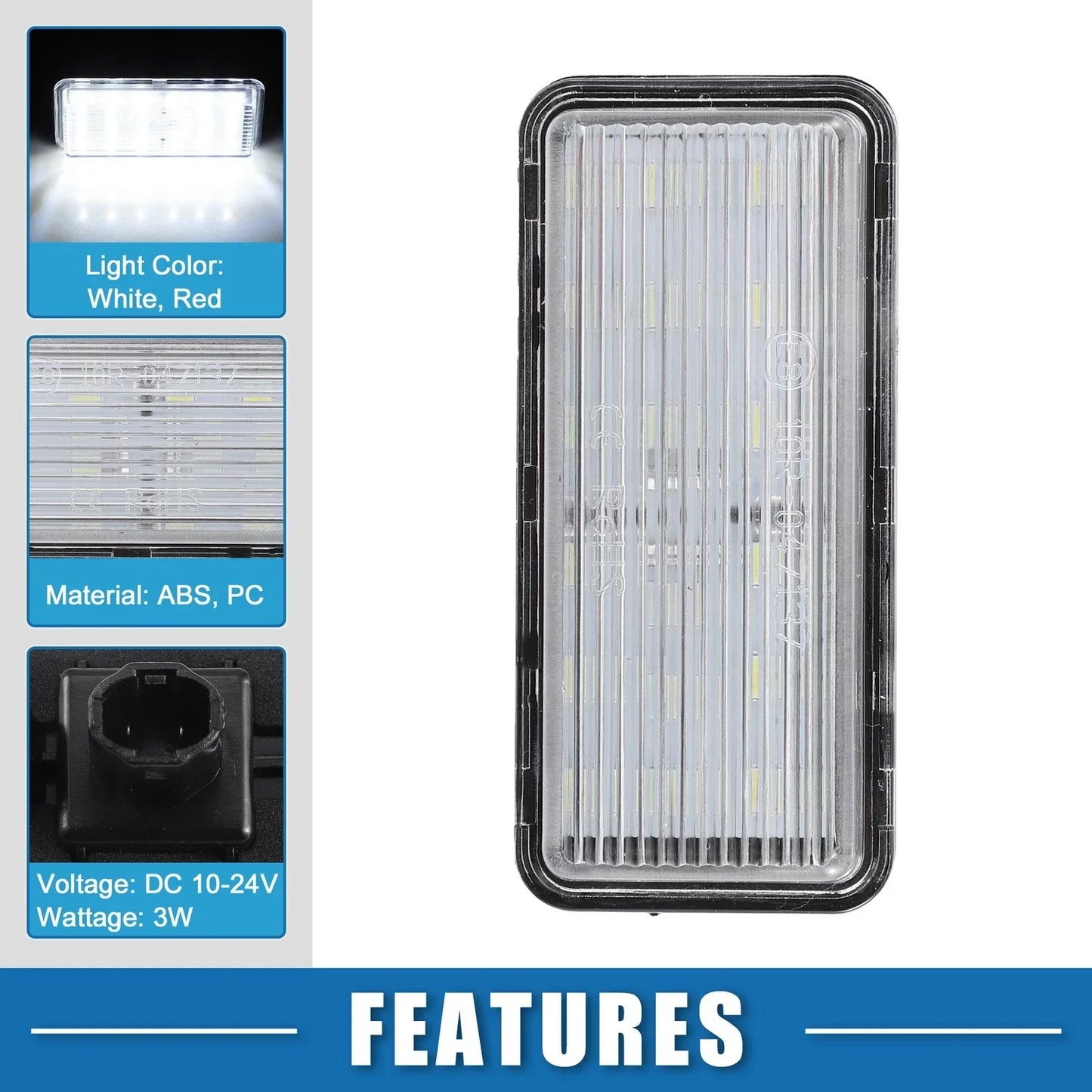 2 x White LED License Plate Lights for Toyota Land Cruiser (2016-2023)