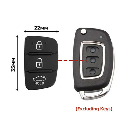 3 x Car Remote Key Shell Silicone Button Pad for Hyundai Tucson, Creta