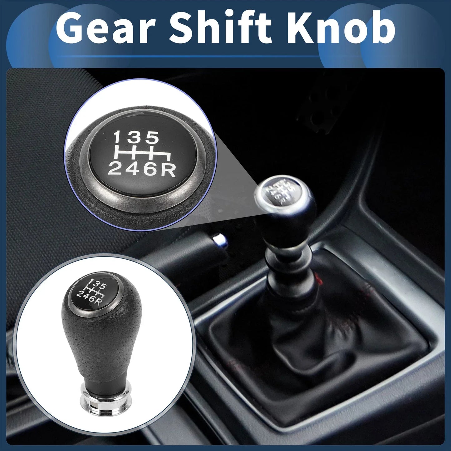 6 Speed Gear Shift Knob for Honda CR-V 2006-2011 Plastic Black Silver Tone