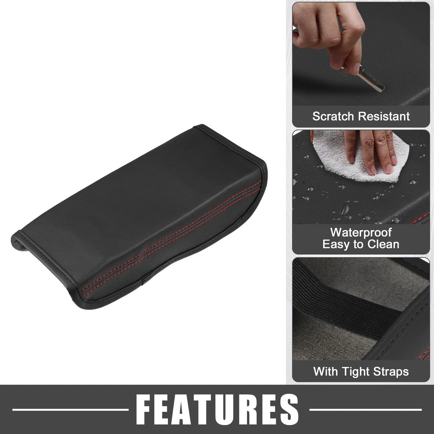 Car Center Console Armrest Cover for Hyundai Tucson (2016-2021) Black Red