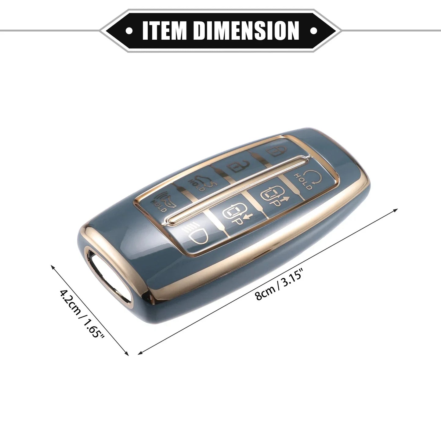 Keyless Smart Key Fob Case for Hyundai G80 GV80 8 Button TPU Blue (2021-2023)