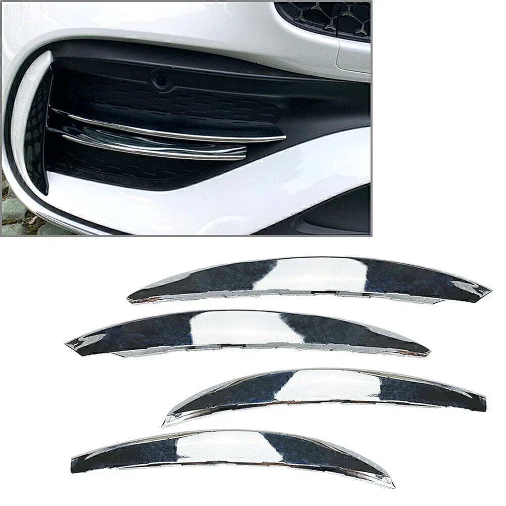 Silver Front Bumper Splitter Fins Spoiler Canard Trim for Benz C-Class (2022-2023)