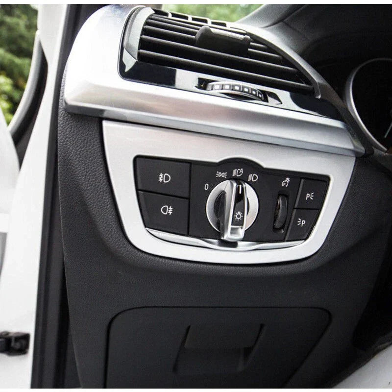 Chrome Inner Headlight Switch Frame Bezel Cover Trim for BMW X3 (2018-2023)