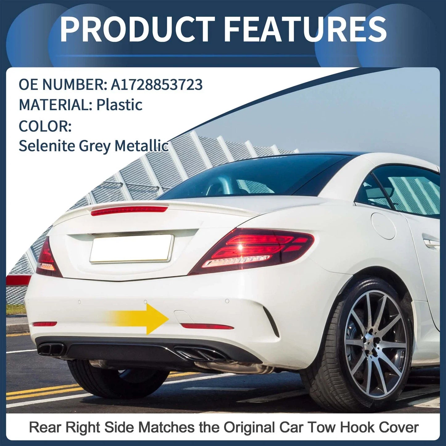 Rear Bumper Tow Hook Cap for Mercedes-Benz (2016-2023) Selenite Grey Metallic
