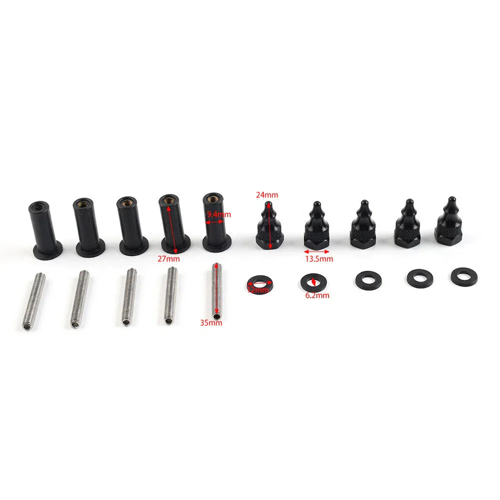 Black Windshield Well Nut Bolt Screws for Harley Road Glide (2015-2023)
