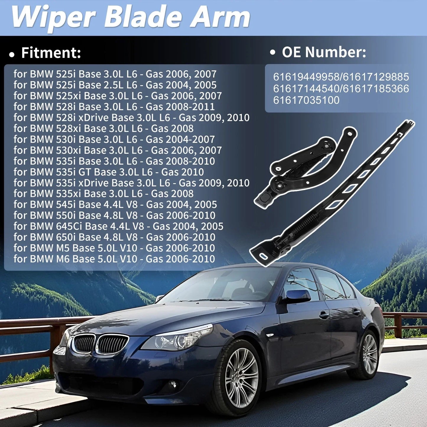 Front Right Windshield Wiper Arm for BMW 5/6 Series (2004-2010)