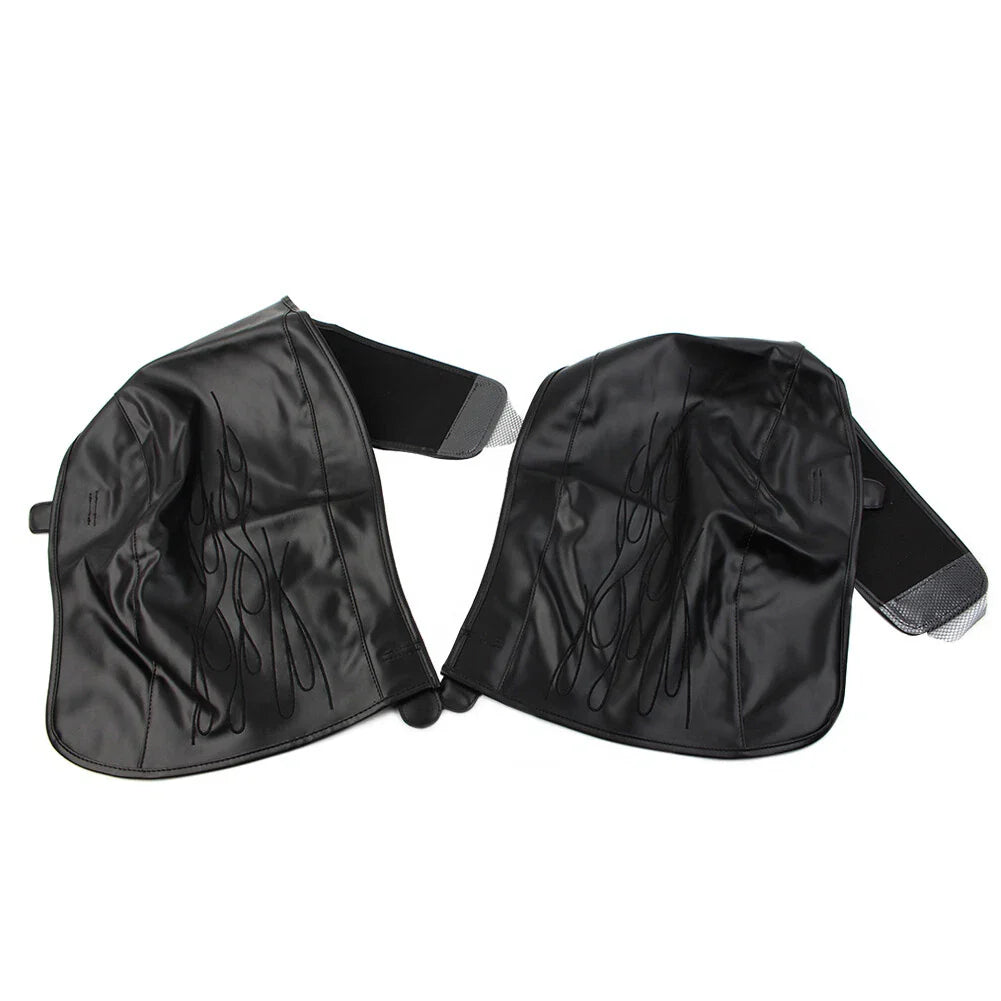 Black PU Leather Flame Rear Trike Fender Bra for Harley Tri Glide (2014-2023)