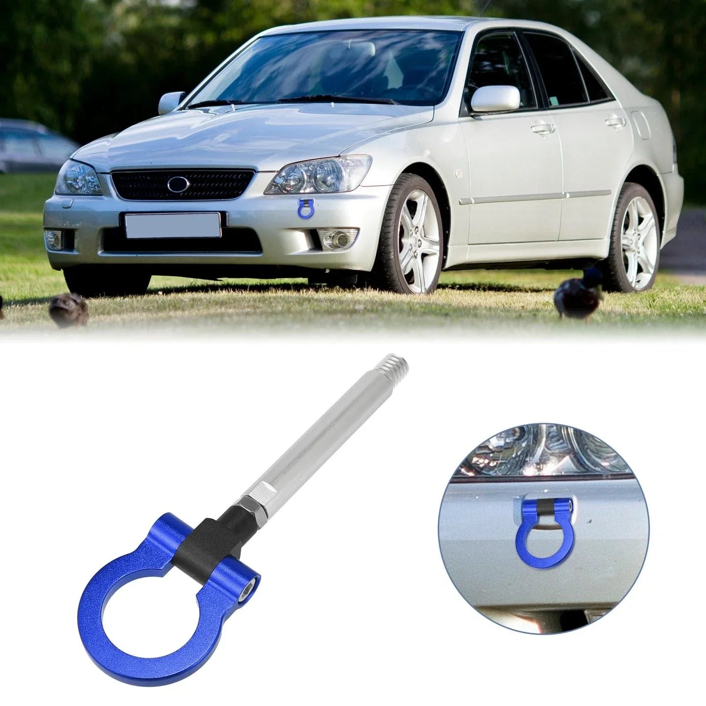 Blue Aluminum Alloy Round Front Rear Bumper Tow Hook Screw for Lexus IS (2006-2013)