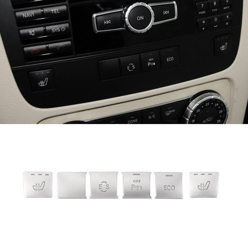 6x CD Panel Function Switch Cover Trim for Mercedes Benz GLK X204 (2009-2015)