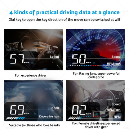 3.5" Universal OBD GPS Dual System Head Up Display Speed Alarm Voltage