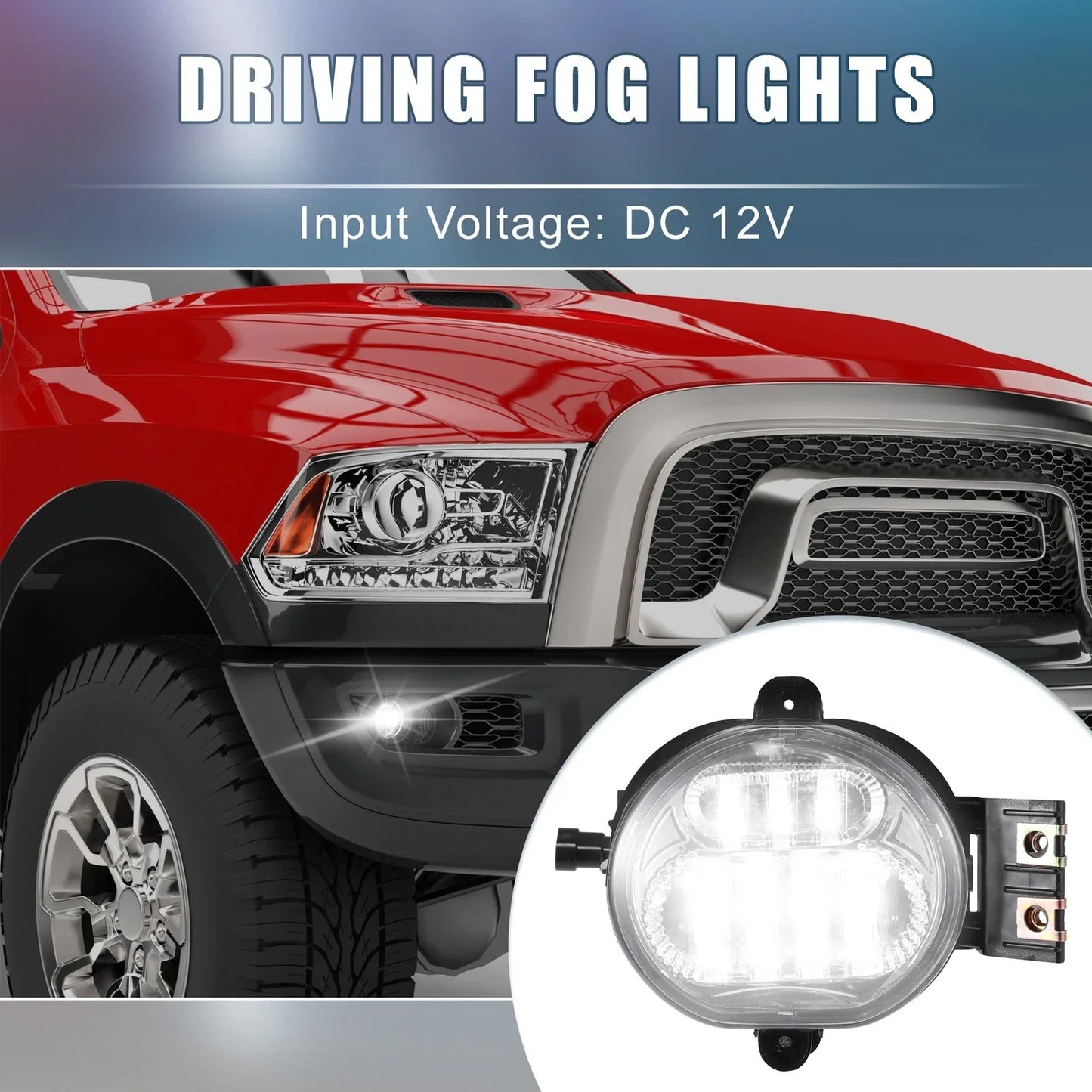 LED Fog Lights for Dodge Ram 2500 (2010-2023) - 1 Pair White Lights
