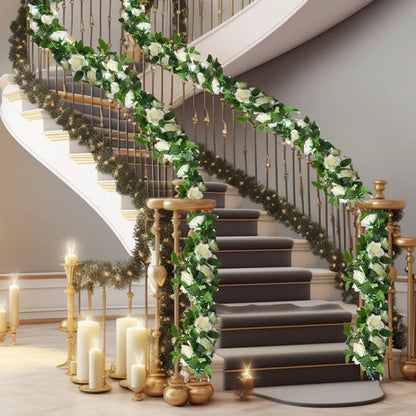 16FT Artificial Rose Vine Flower for Wedding Garden Decor