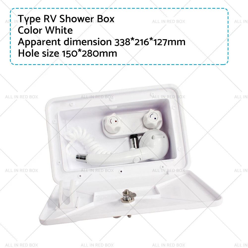 External RV Caravan Shower Box Faucet for Camper Trailer Boat White