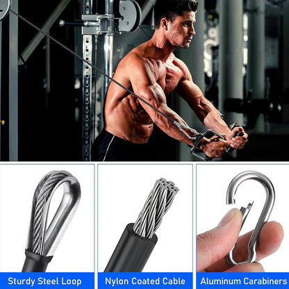 Pull Down Gym Cable Extensions with  Carabiners
