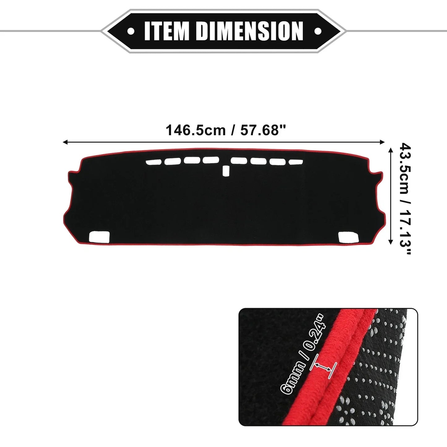 Dashboard Cover Mat for Honda Fit 4th Gen GR1 (2015-2020) - Black Red