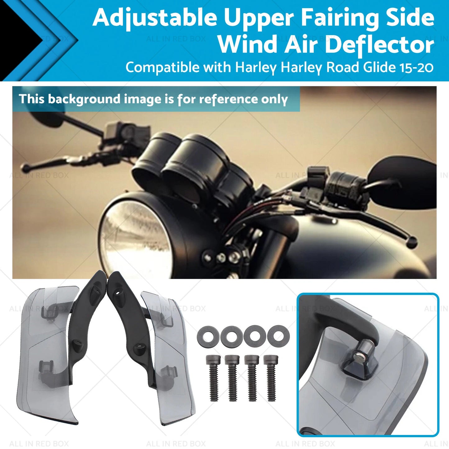 Adjustable Upper Fairing Side Wind Deflector for Harley Road Glide (2015-2023)