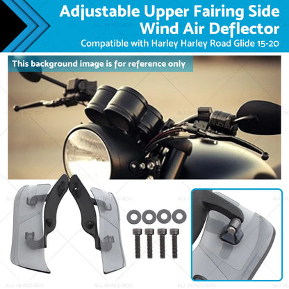 Adjustable Upper Fairing Side Wind Deflector for Harley Road Glide (2015-2023)