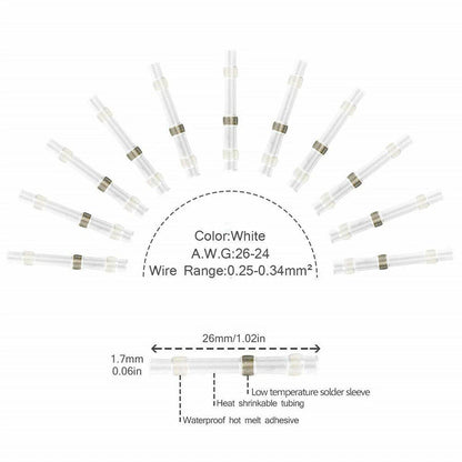 Solder Seal Sleeve Heat Shrink Butt Wire Connectors 350-800x Waterproof