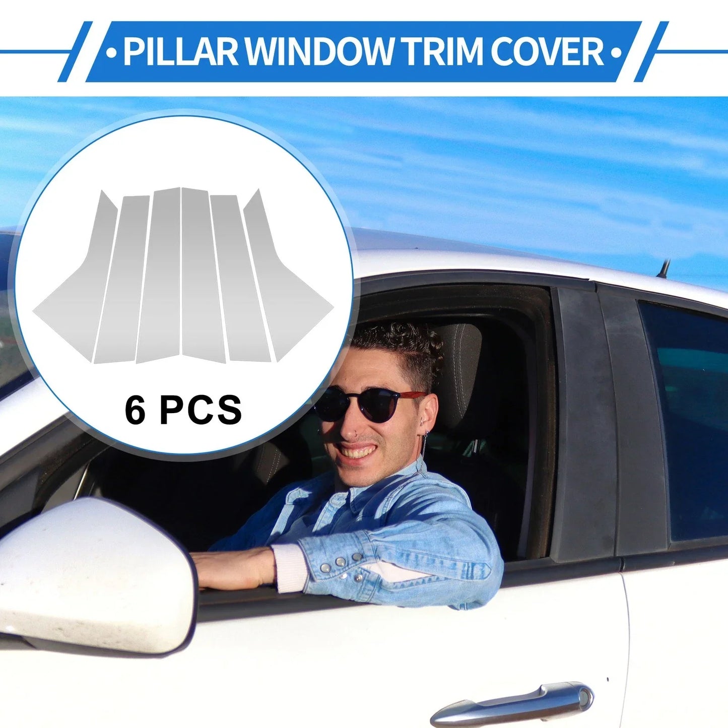 6 Pcs Door Pillar Window Trim for Hyundai Tucson (2021-2023) Silver Tone