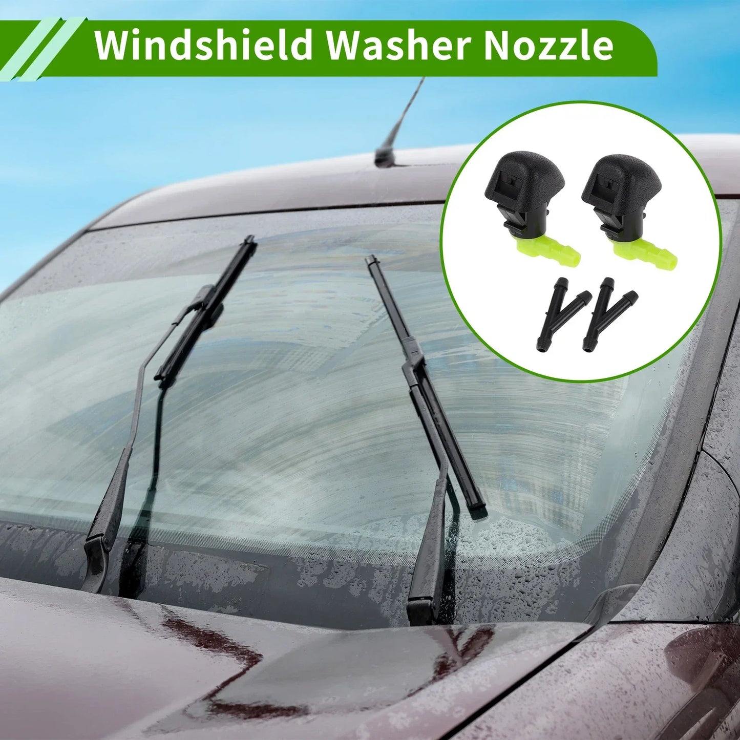 Windshield Washer Nozzle & 2 x Hose Connectors for Honda (2011-2017)