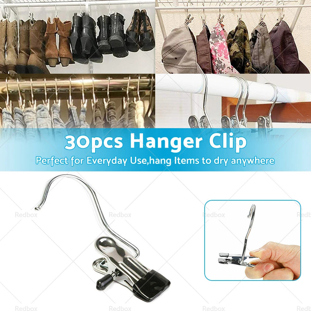 30PCS Metal Hook Pins Clips for Scarf Belt Shoe Boots Hanger