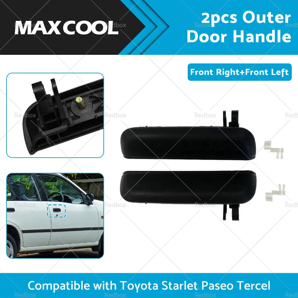 Pair Black FRONT Outer Door Handles for Toyota Starlet EP91 (1996-1999)