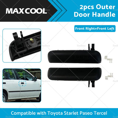 Pair Black FRONT Outer Door Handles for Toyota Starlet EP91 (1996-1999)