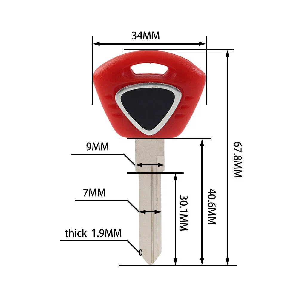Red Uncut Blade Blank Key Replacement for Tiger 1050, Speed Triple 1050
