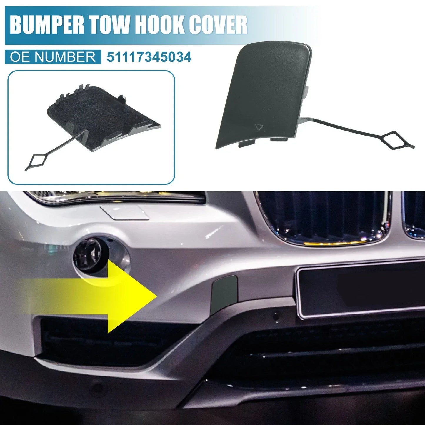 Front Bumper Tow Hook Cover for BMW X1 E84 (2012-2015) Gray