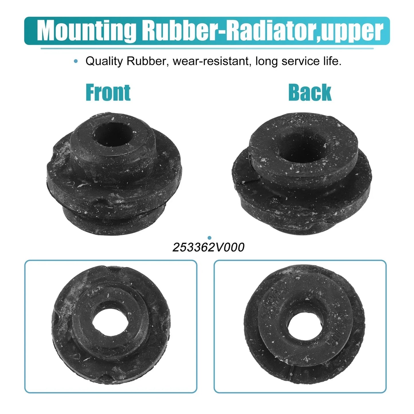 2 x Rubber Car Lower Radiator Mount Insulators for Hyundai Accent (2012-2017)