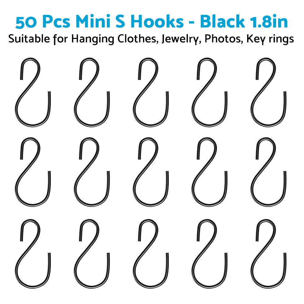 Small Metal S Shaped Hooks for Hanging Plants - Black