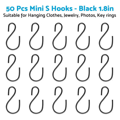 Small Metal S Shaped Hooks for Hanging Plants - Black