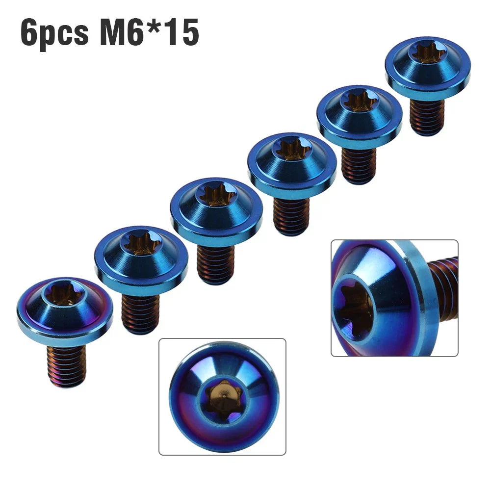 6 x M6x15mm Titanium Alloy Torx Head Bolts for Bike Motor - Blue