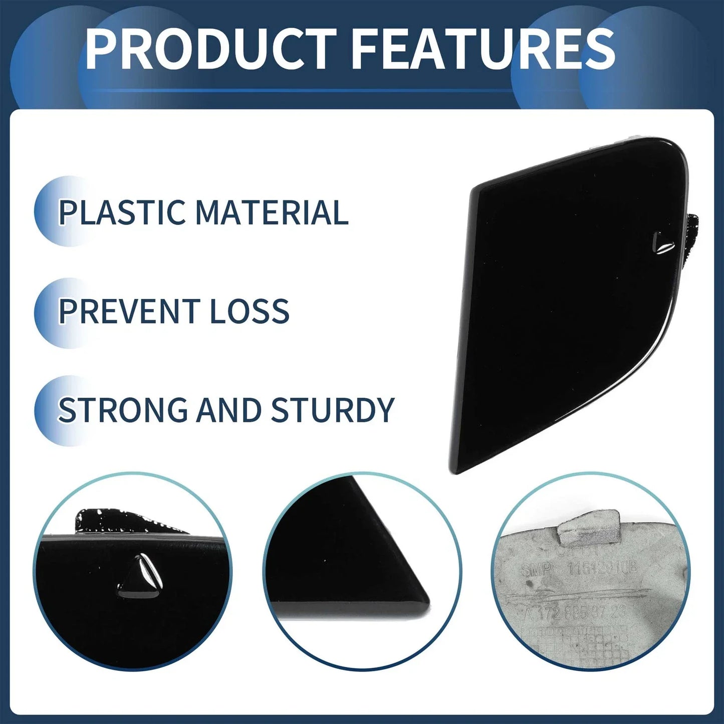 Rear Bumper Tow Hook Cover for Mercedes-Benz W172 R172 (2012-2019) Black
