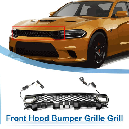 Front Upper Bumper Grille for Dodge Charger 2015-2023 Plastic Black