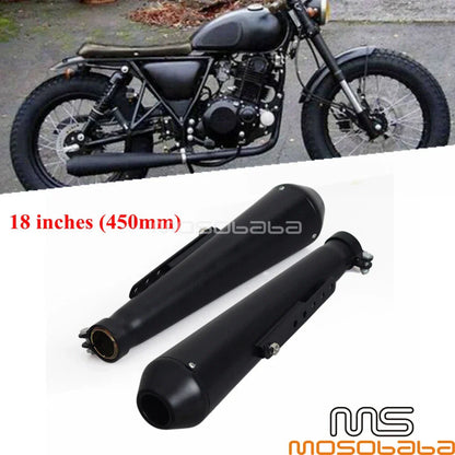 18" Reverse Cone Shorty Exhaust Muffler Pipes for Cafe Racer
