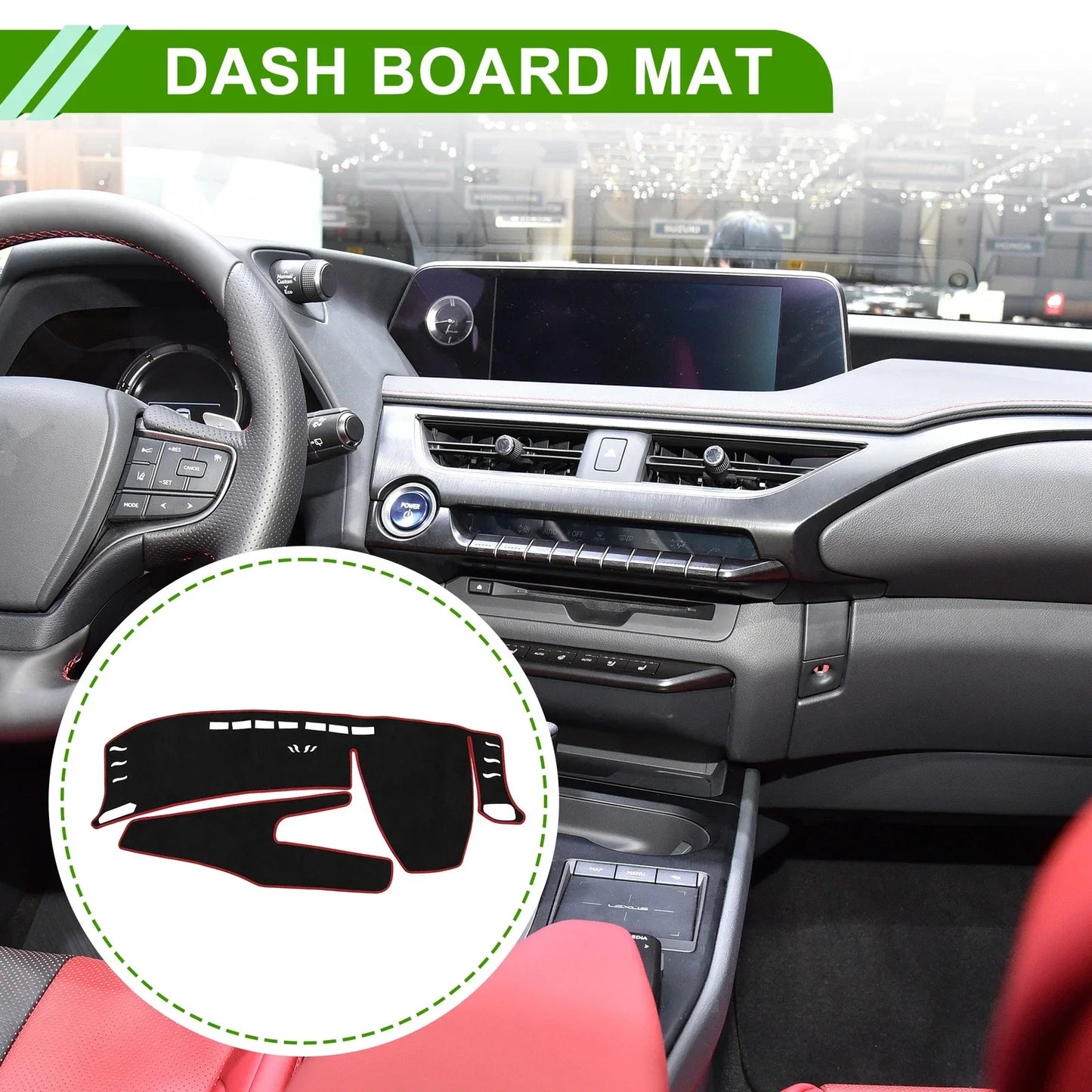 Dashboard Cover Mat for Lexus UX250H 2019-2020 Sun Protector Pad Black Red