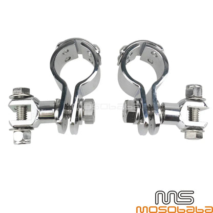 1-1/4" Chrome Engine Guard Crash Bar Mount Clamps for Harley