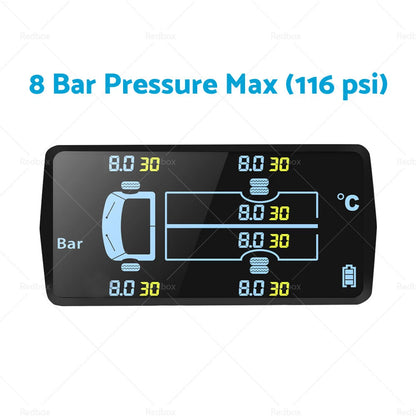 6 x Wheel Sensors Solar Tyre Pressure Monitoring System for Caravan Truck Trailer